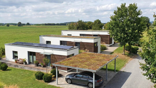 Drei Minihäuser sind im Wimsheimer Neubaugebiet „Frischegrund“ geplant. Visualisierung: BOSS Architekten & Immobilien, Laupheim
