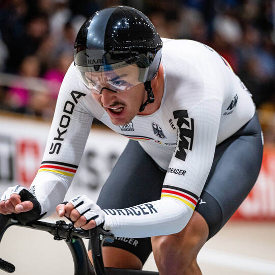Moritz Augenstein (hier bei der WM 2025) holte sich bei den deutschen Meisterschaften Bronze im Scratch.