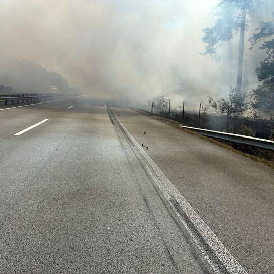 Geplatzter Lkw-Reifen löst Waldbrand aus Geplatzter Lkw-Reifen löst Waldbrand aus