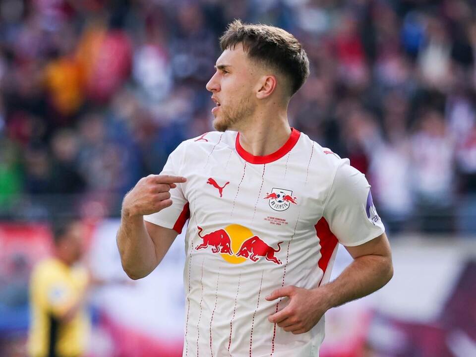 Brajan Gruda von RB Leipzig hat im Oktober 2022 im Brötzinger Tal mit der DFB-Auswahl gegen Spaniens Nachwuchs gespielt und könn Brajan Gruda