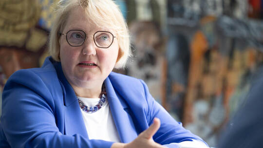 Katja Mast (SPD) sieht die Vorgänge als Angelegenheit der Berliner SPD. Redaktionsgespräch SPD Mast Kliche Behnke