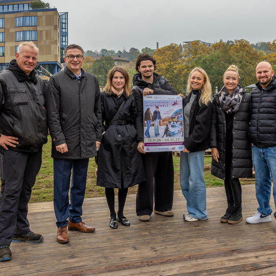 Die hochmotivierten Macher der Winterwelt: Aufbau-Chef Stefan Völpel, WSP-Direktor Oliver Reitz mit seinem Team Kirsten Krehl, M