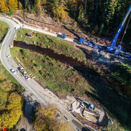 Guldenbrücke Baustelle Drohnenaufnahme