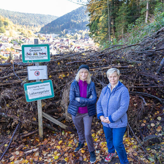 Calmbach Hochhaus Gesperrter Waldweg