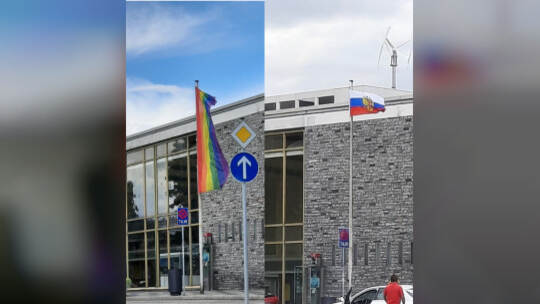 Russland statt Regenbogen Fahnenklau