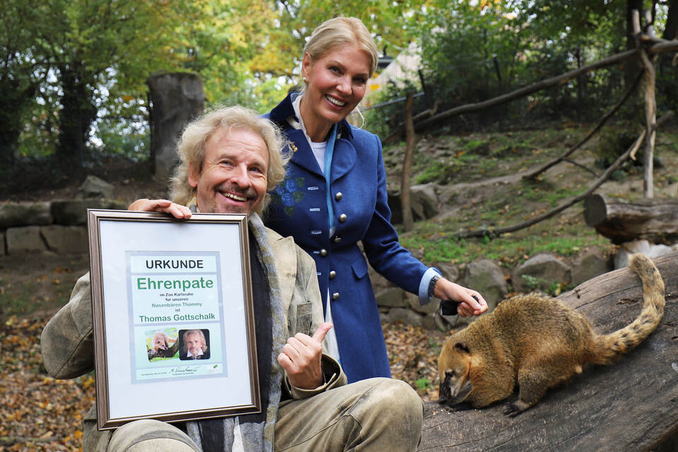 Gottschalk ist Pate für Nasenbär «Thommy» im Karlsruher Zoo - Baden