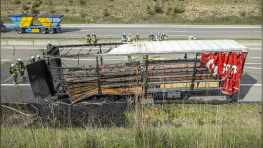 Brand LKW A8 Heimsheim PF Süd