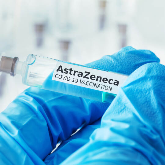 siegen, north rhine westphalia/germany - 07 01 2021: a astrazeneca covid-19 coronavirus vaccination logo concept