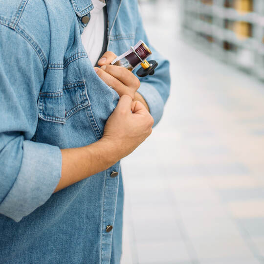 Man hides bottle of alcohol under his shirt