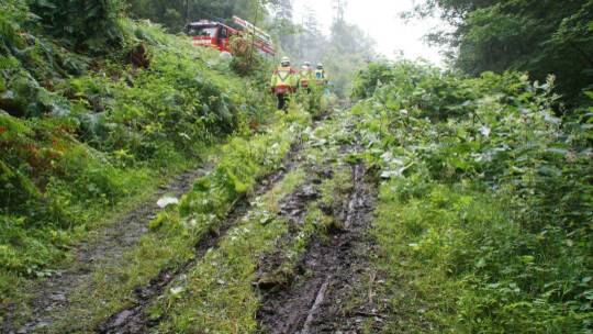 Neuenbuerg: Pkw kommt auf der Landesstrasse von der Fahrbahn ueberschlaegt sich und landet auf dem Dach - Feuerwehr im Einsatz