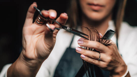 Cutting Hair in Beauty Salon