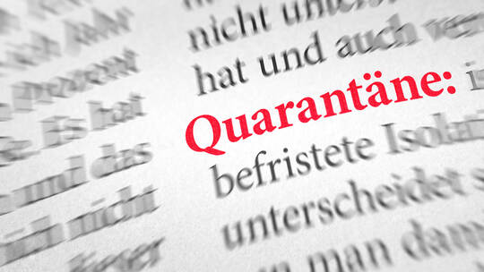 Wörterbuch mit dem Begriff Quarantäne