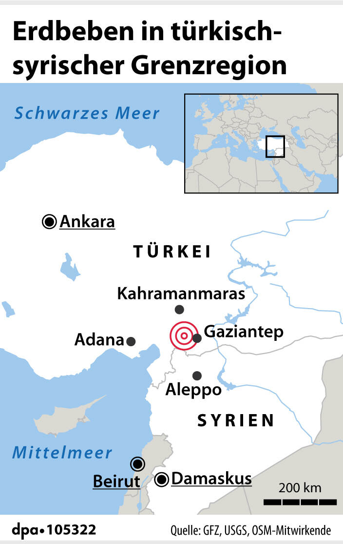 Erdbeben in türkisch-syrischer Grenzregion (06.02.2023)