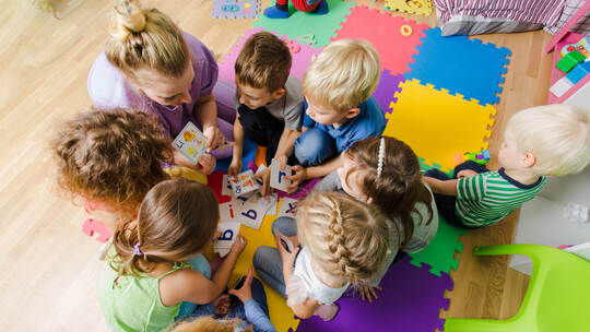 Educational group activity at the kindergarten or daycare