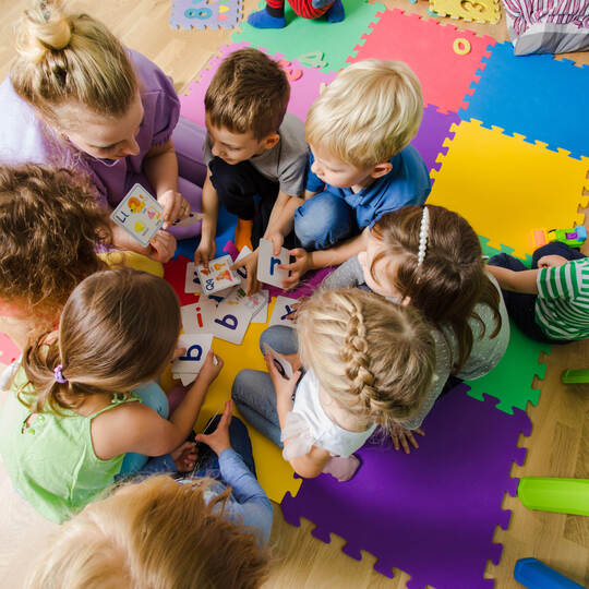 Educational group activity at the kindergarten or daycare