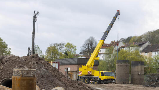 Eutingen Flusskraftwerk Baustelle