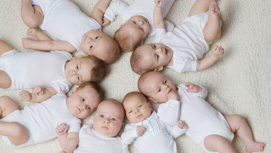 cute babies on light background