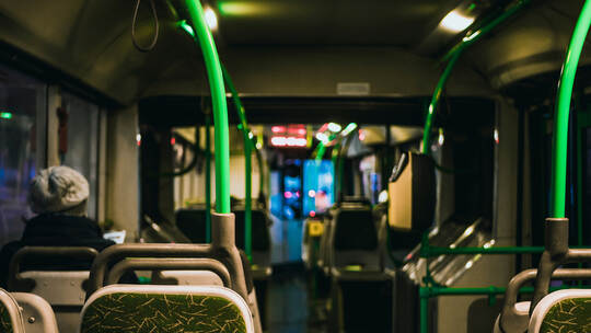 night view in the bus interior modern