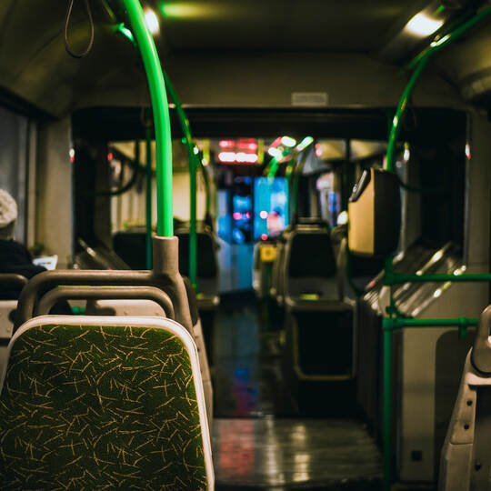 night view in the bus interior modern