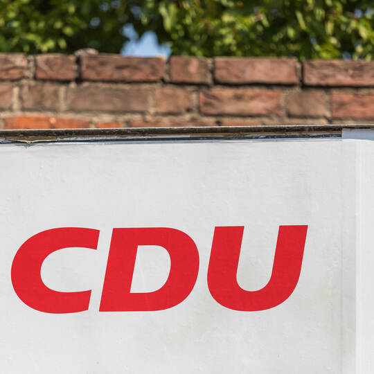 rathenow, brandenburg/germany - 26 08 19: cdu sign in rathenow germany