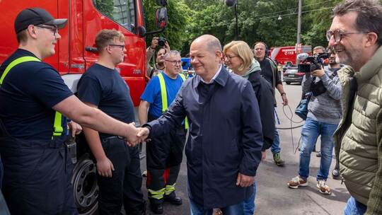 Hochwasser im Saarland - Kanzlerbesuch