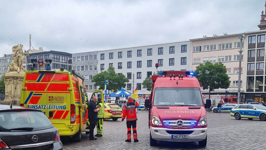 Mannheimer Marktplatz - Polizeieinsatz