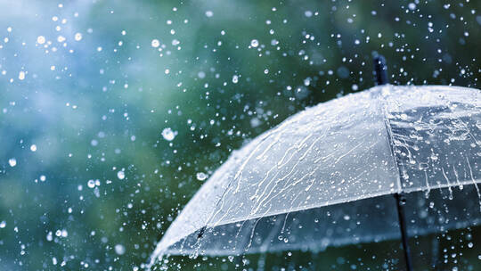 Drops of warm summer rain, falling on the asphalt