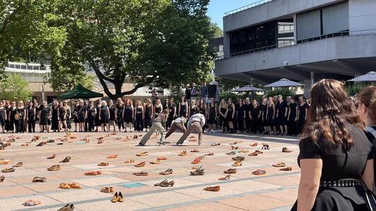 Im Rahmen der „Ornamenta Lust“ auf dem Marktplatz: eine eindrucksvoll präsentierte Aktion des Zonta Clubs gegen Gewalt an Frauen