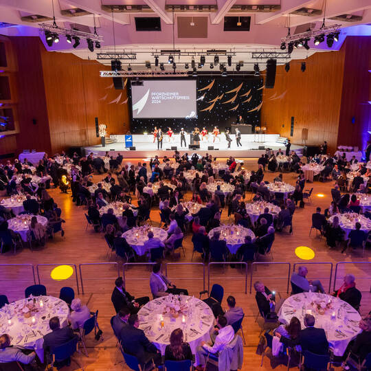 Die Preisverleihung fand im Rahmen einer feierlichen Gala-Veranstaltung im Großen Saal des CongressCentrums statt. Thomas MEyer Pforzheimer Wirtschaftspreis 2024