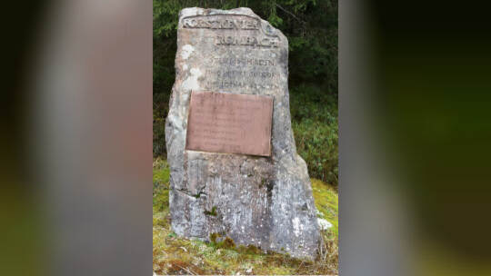 Dieser Gedenkstein in der Nähe des Rombachhofs erinnert an die dort im Wald 1990 und 1999 wie teils anderswo entstandenen riesig
